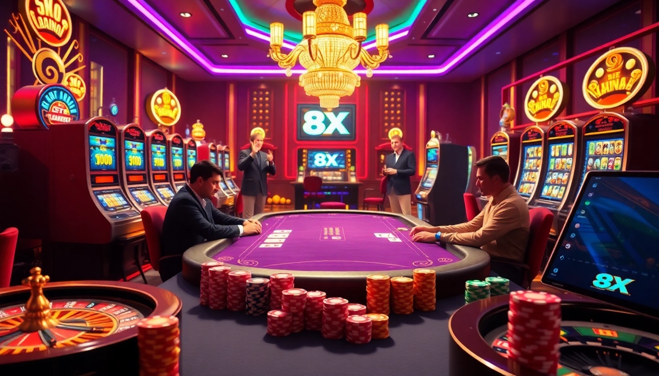 Experience the excitement of gambling at 8XX with vibrant casino visuals and engaging gameplay.
