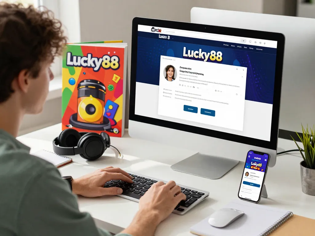 Engaging scene of Đăng ký Lucky88 registration on a computer, showcasing a vibrant atmosphere and user-friendly interface.