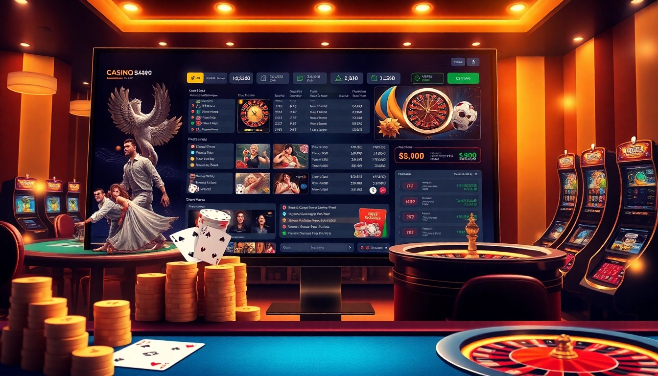 Experience the thrill of betting on bong99 with vibrant online gambling visuals showcasing live betting interfaces and slot machines.