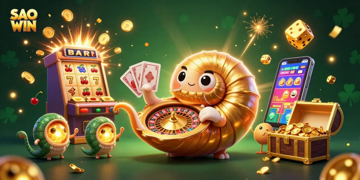 Engage in thrilling gameplay with SAO WIN's vibrant casino scene featuring a lively nautilus and golden elements.