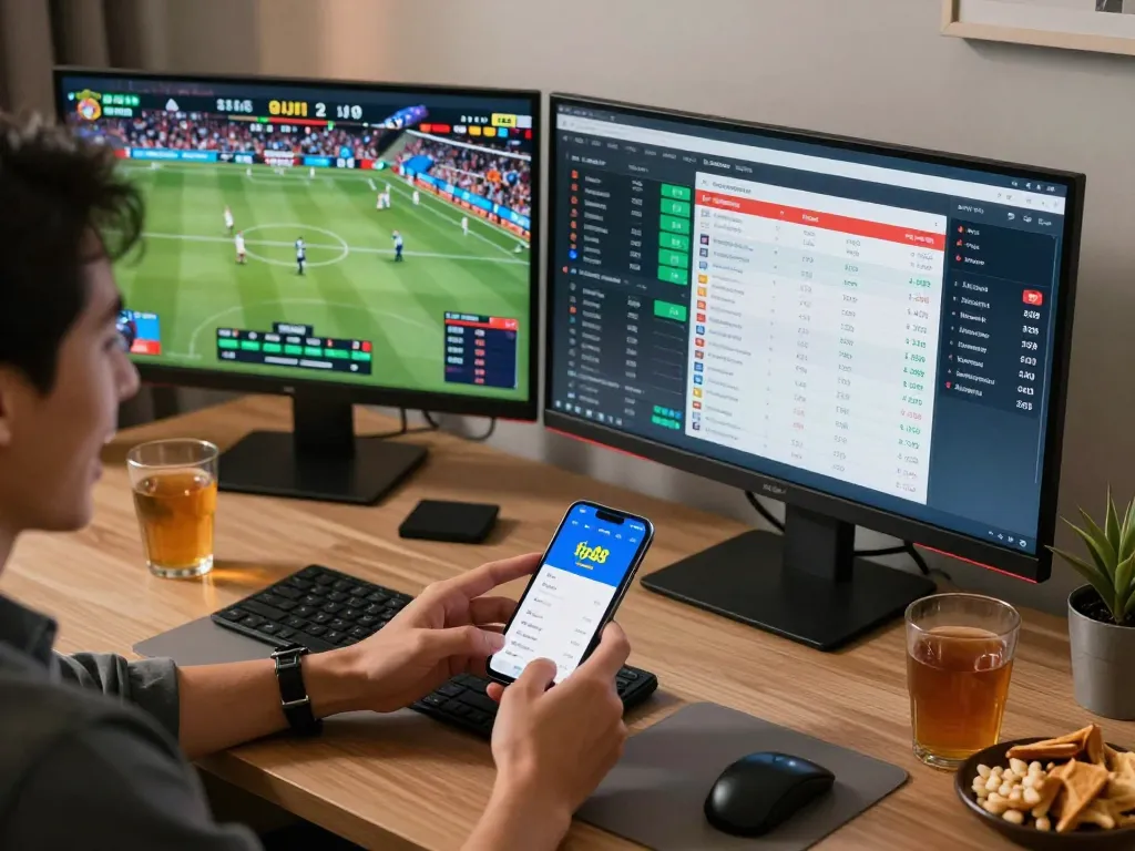 Placing a bet on the tip88 app, showcasing an exciting home sports betting environment.