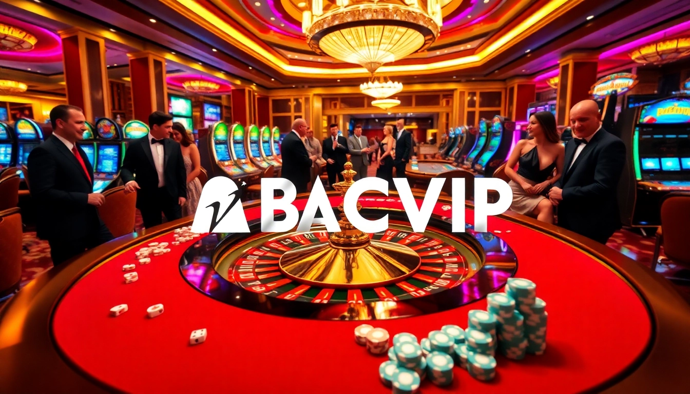 Players enjoy a thrilling game at ABCVIP's luxurious casino, with vibrant roulette tables and exciting slot machines.