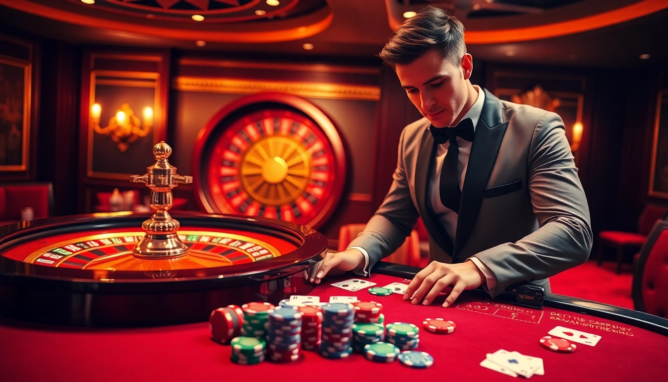 Experience the thrill of Đăng Ký Nhà Cái 68VIP with vibrant casino gaming, poker chips, and roulette.