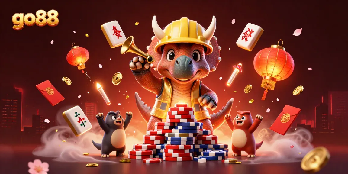 Engaging 3D render showcasing the vibrancy of go88's online gaming environment with dynamic characters and casino elements.