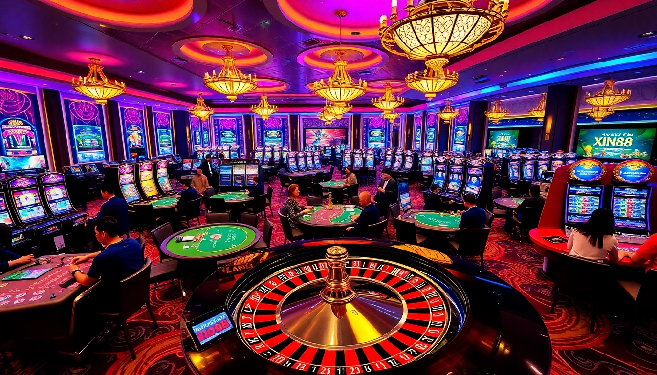 Experience the thrilling atmosphere of Trang Chủ XIN88 with vibrant casino gaming action.