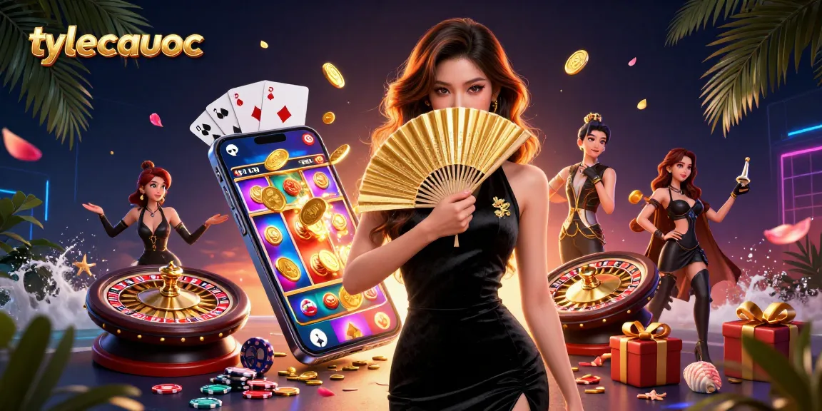 Engage in thrilling gameplay with tylecacuoc's vibrant casino illustration featuring dynamic gaming elements.