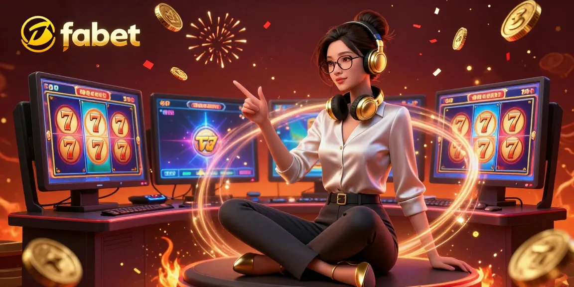 Experience thrilling slots action with fabet's engaging 3D illustration showcasing premium casino elements.