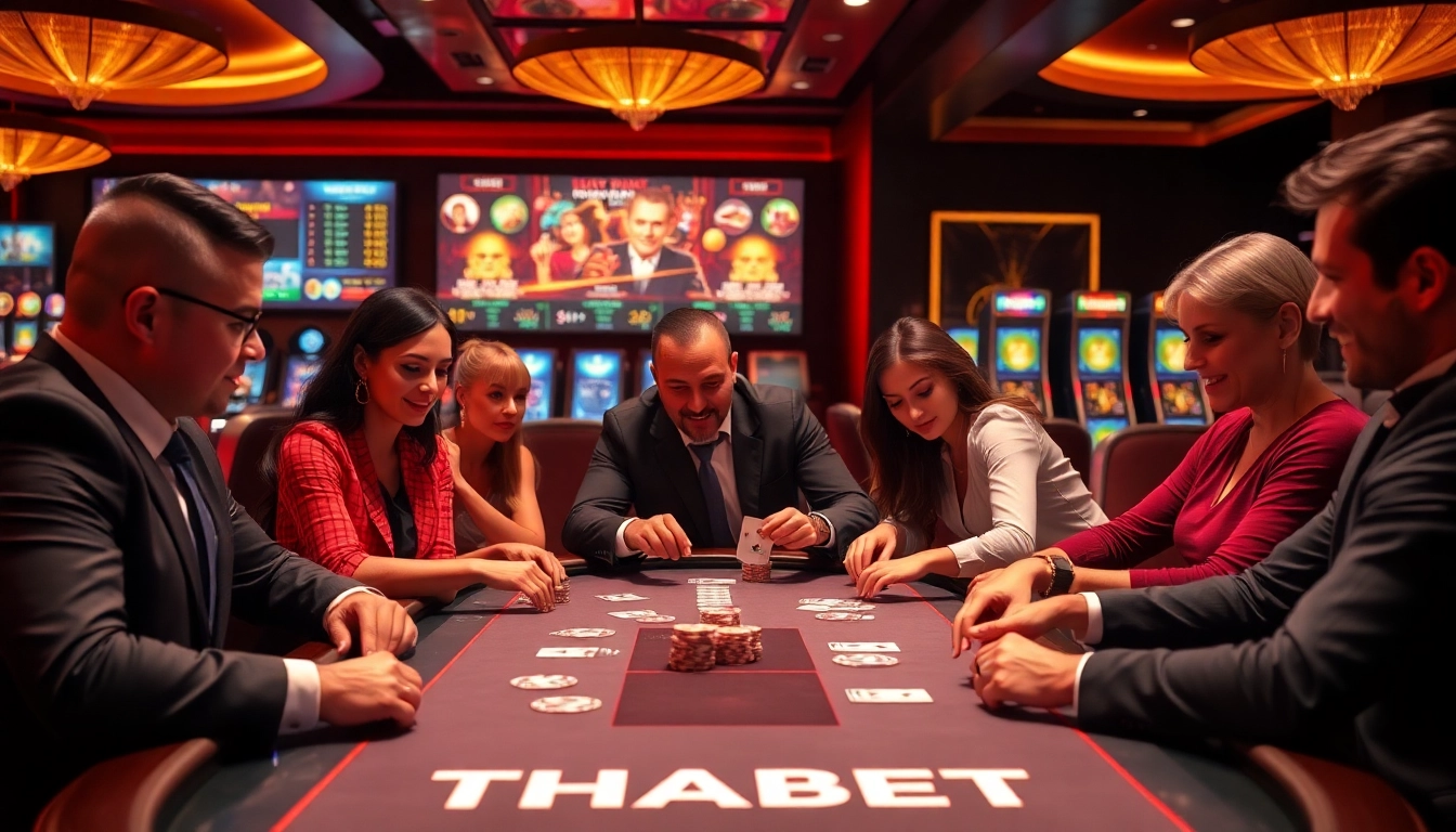 Experience the excitement of THABET with players enjoying high stakes at a vibrant casino table.
