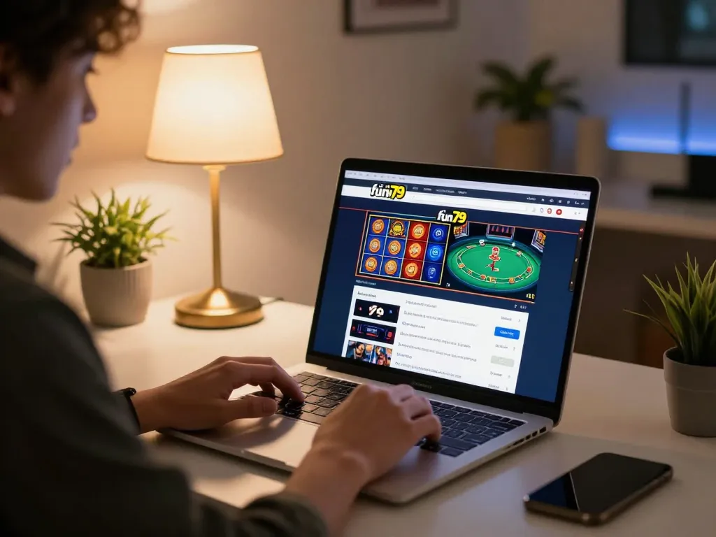 Engaging with nhà cái fun79 through an online gaming setup for strategic betting.