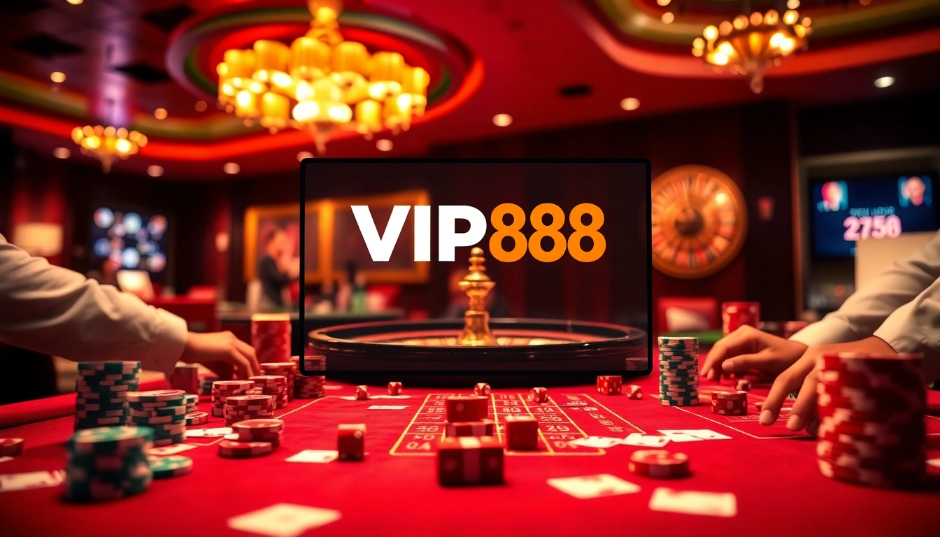 Experience the thrill of high-stakes gaming at Vip88 with vibrant casino visuals.