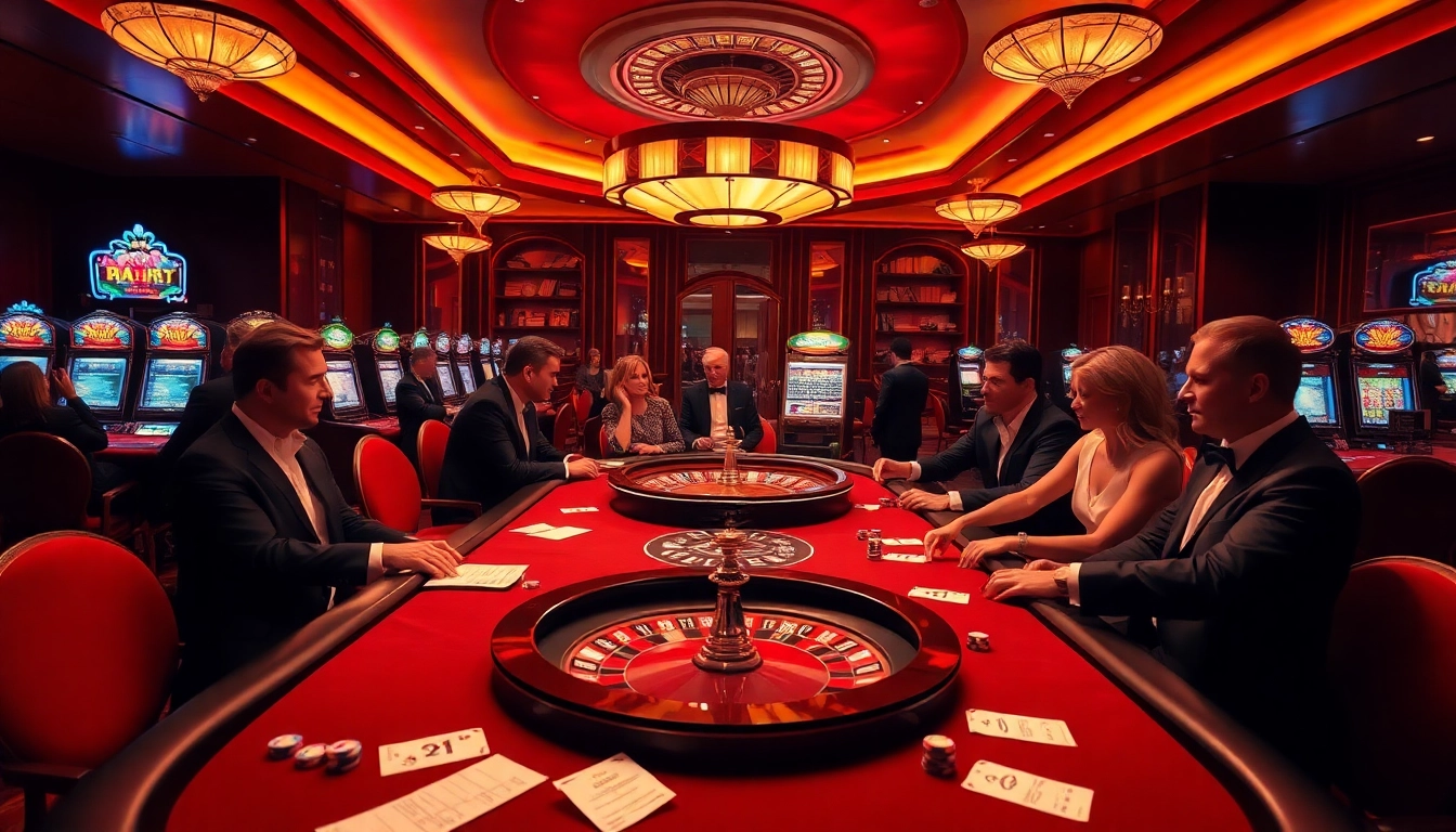 A dynamic casino scene showcasing gamblers at vibrant poker tables, featuring hh3d ink themes.