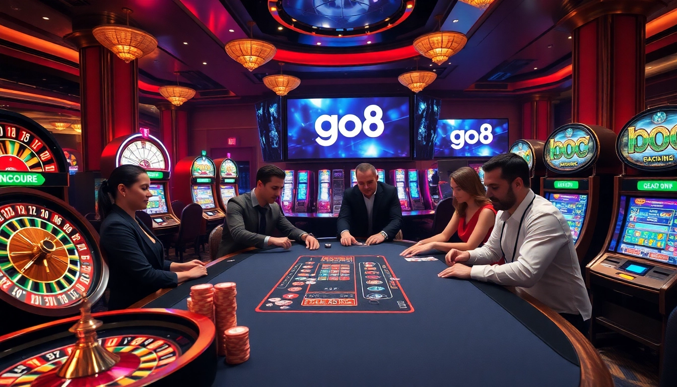 Experience thrilling gameplay at go8 with professionals at a luxurious poker table.
