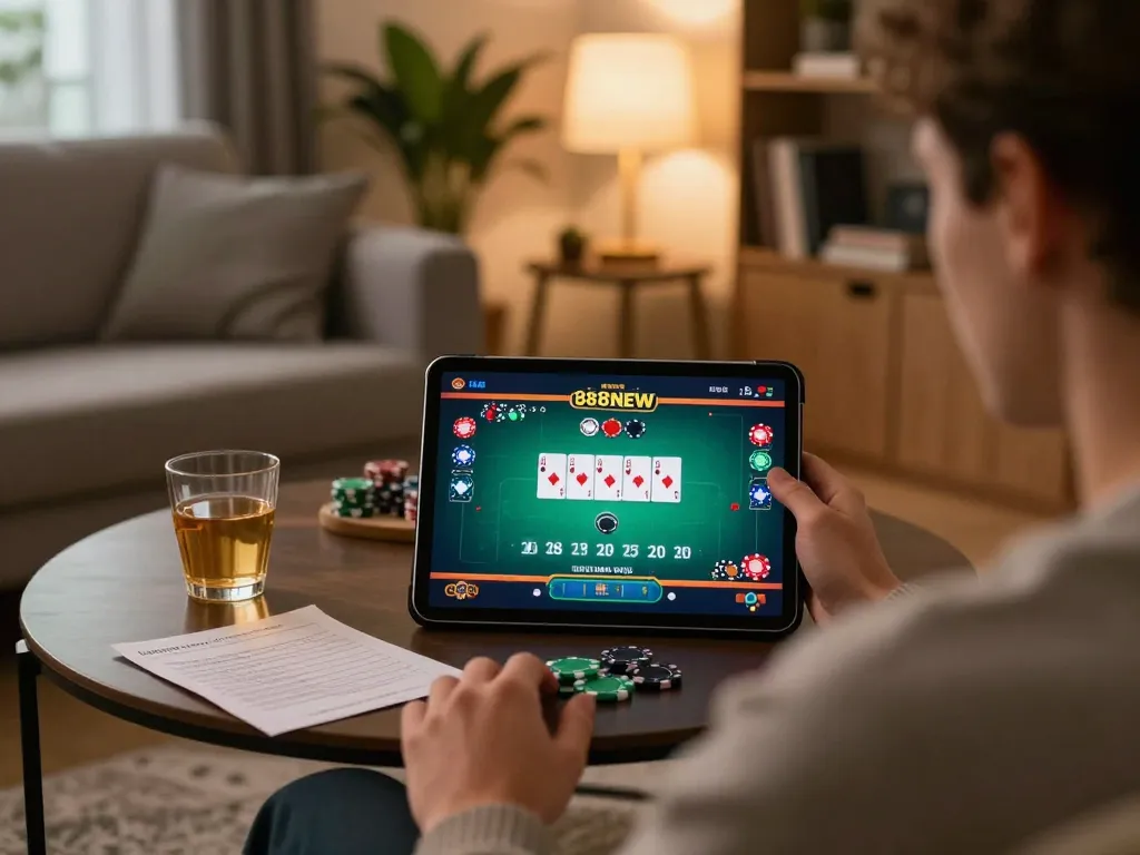 Engaging online gameplay at 888NEW with a focus on betting strategy in a cozy setting