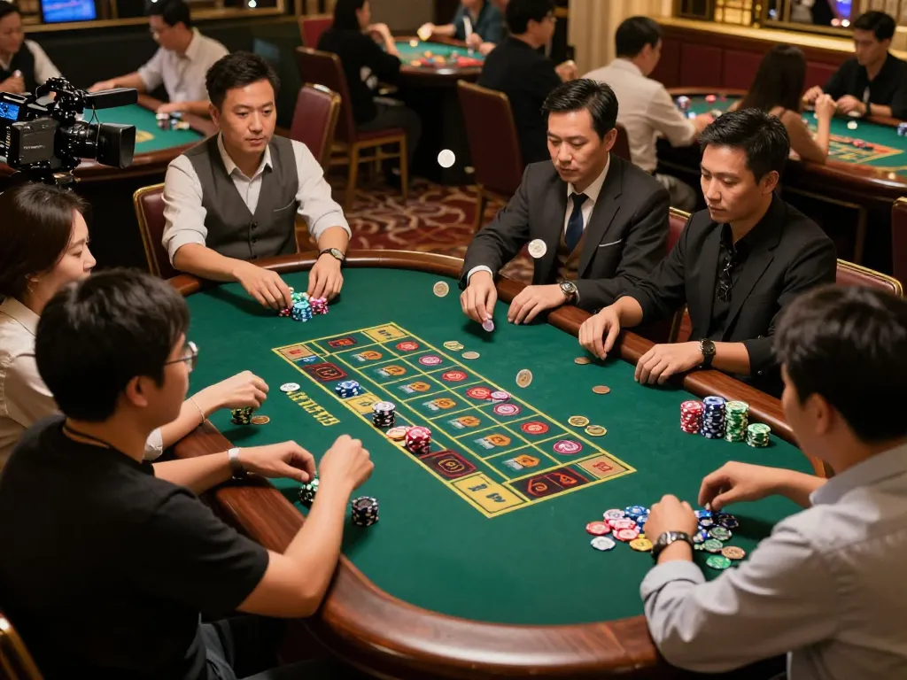 Xóc đĩa game in action with players placing bets and a dealer tossing coins.
