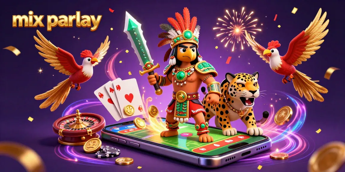 Engage in mix parlay sports betting with a dynamic illustration showcasing rich elements and immersive characters.