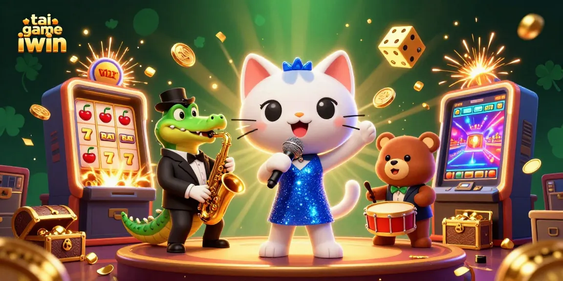 Engage with the exciting tai game iwin scene featuring cartoon characters and vibrant casino elements.