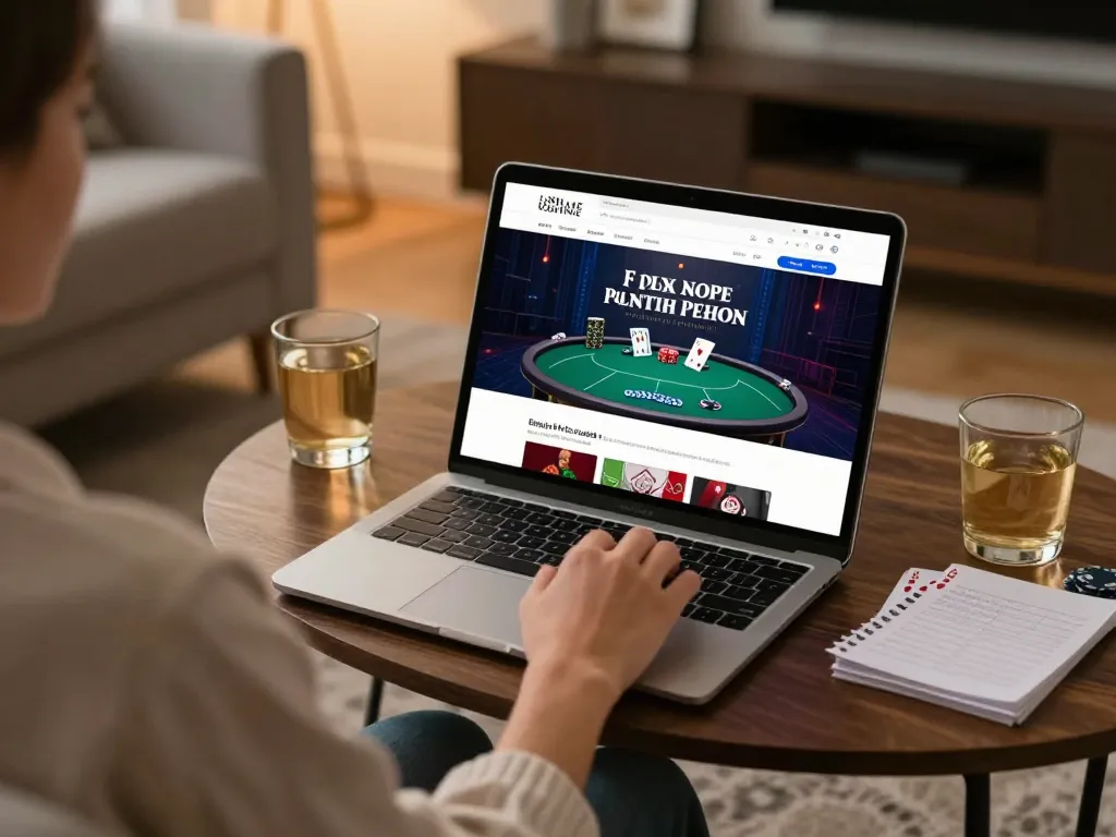 Engage with tt88 online poker on a tablet, surrounded by cozy home setup, emphasizing strategic gameplay