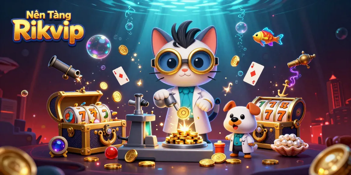 Nền Tảng Rikvip showcases thrilling games with vibrant visuals and gold coins exploding in a rich, energetic casino scene.