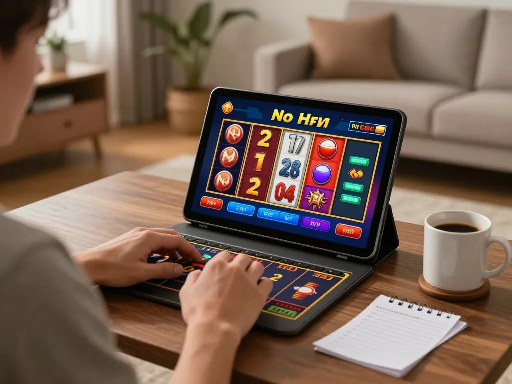 Player enjoying the No Hu game on a tablet in a cozy home setting with engaging gameplay and vibrant graphics