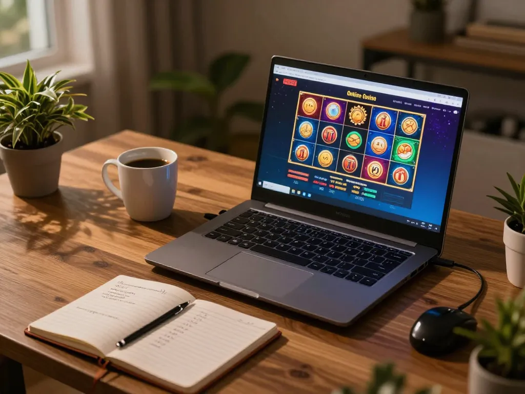 Engaging in online gaming at RED88 casino with strategic notes and cozy atmosphere.