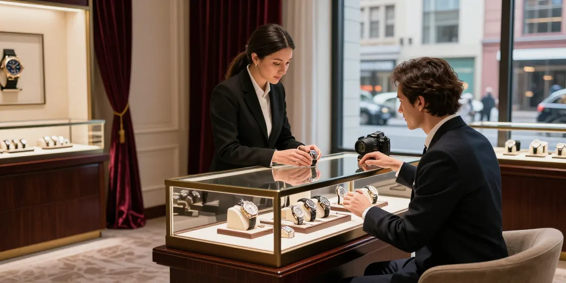 Showcasing exquisite replica watch collection in upscale boutique.