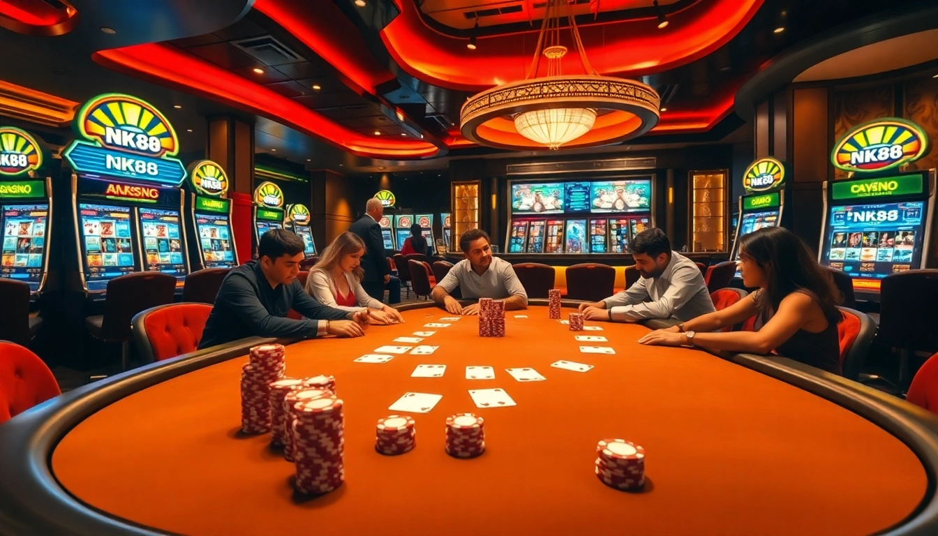 Experience the thrill of NK88 with lively poker games and luxurious casino ambiance.