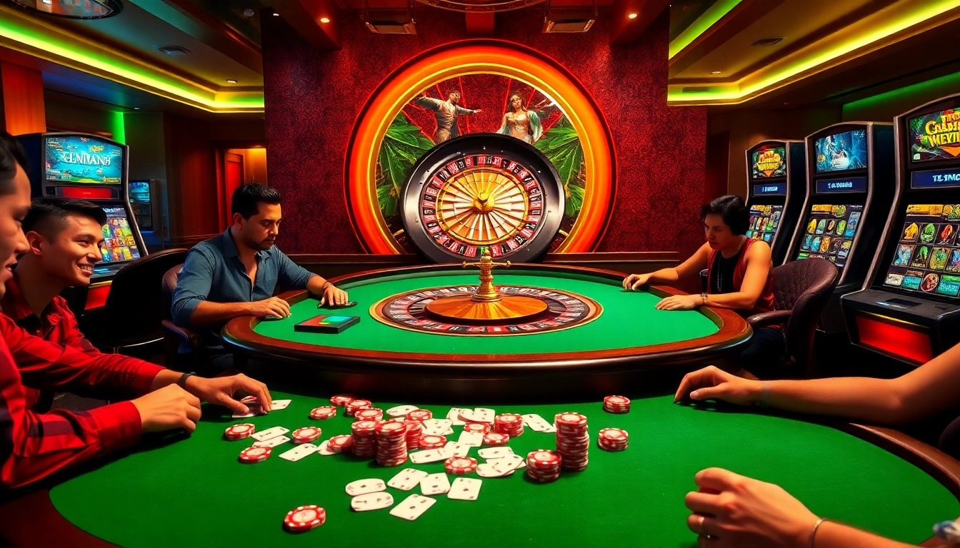Players engage at a TR88 poker table, creating a vibrant and thrilling casino atmosphere.