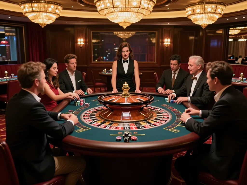 Players engaged at a roulette table while betting on NK88, capturing an exciting casino atmosphere