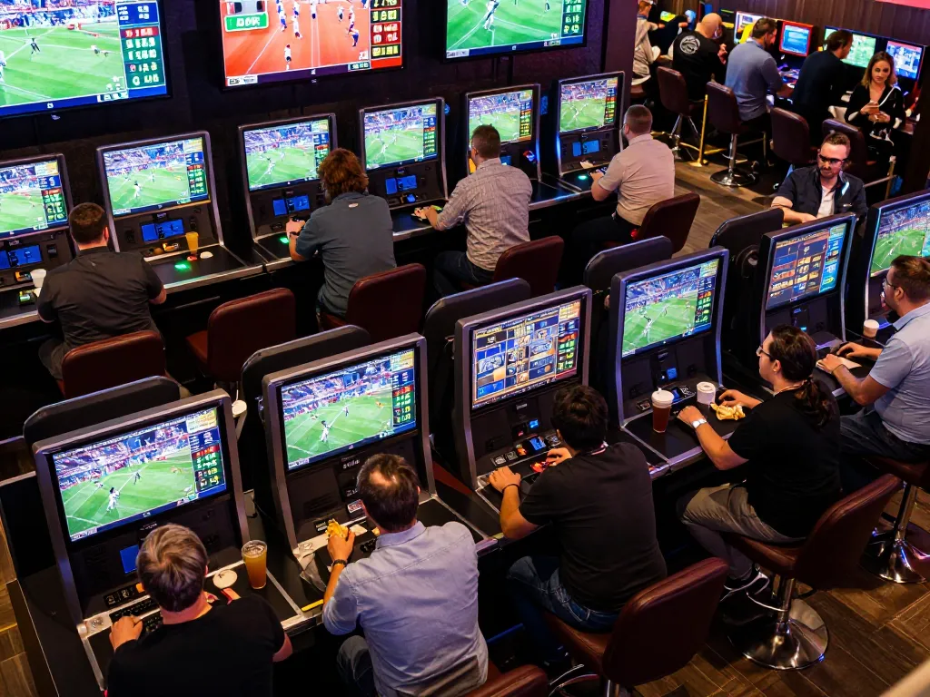 Betting enthusiasts engaging with live odds and sports at https://n188.build/ during an exciting event.