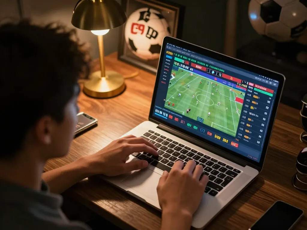 Betting enthusiast analyzing odds on 99OK during online sports wagering session