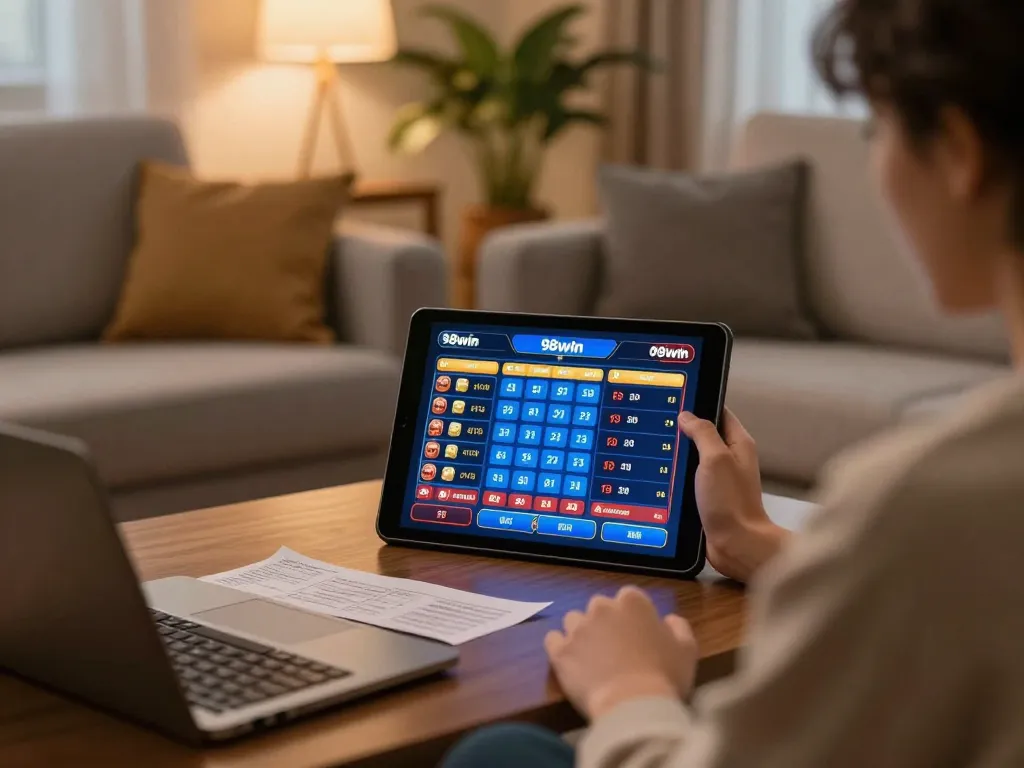 Engaging gameplay experience at 98win online casino from a cozy home setup.