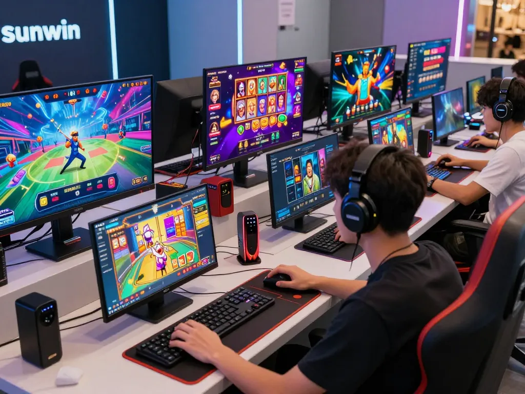 Players enjoying intense online gaming at https://sunwin333.com/ in a vibrant digital environment.