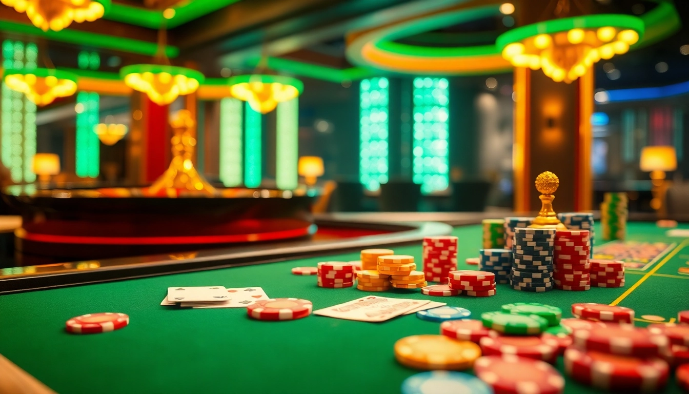 Dive into thrilling moments at https://xx88.se.net/ with a vibrant casino scene featuring poker tables, roulette wheels, and colorful chips.