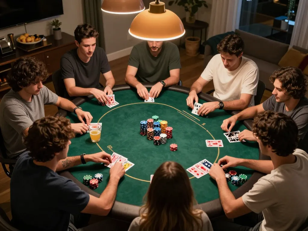 Players enjoying an engaging poker night at home, highlighting the excitement and strategy of 789club games.