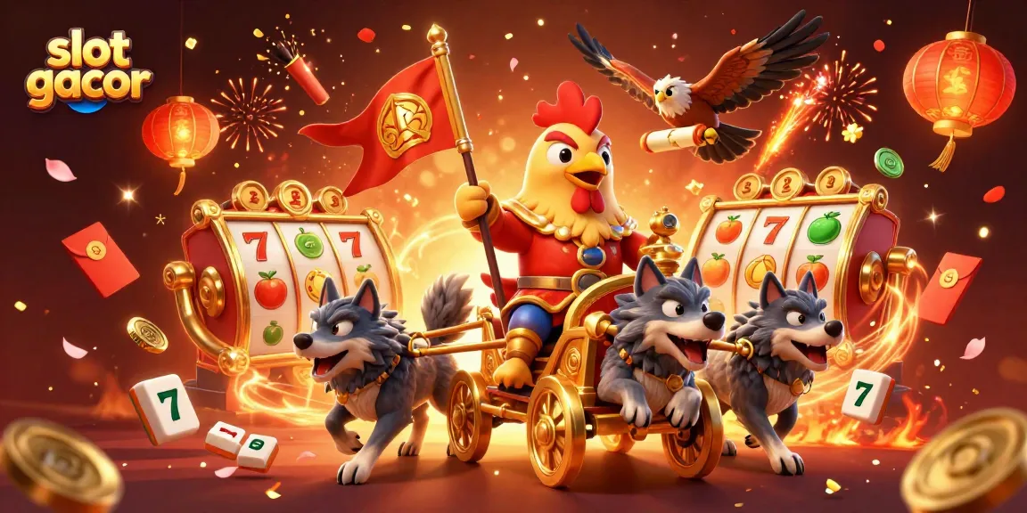 Engage in slot gacor excitement with dynamic elements and characters highlighting casino fun.