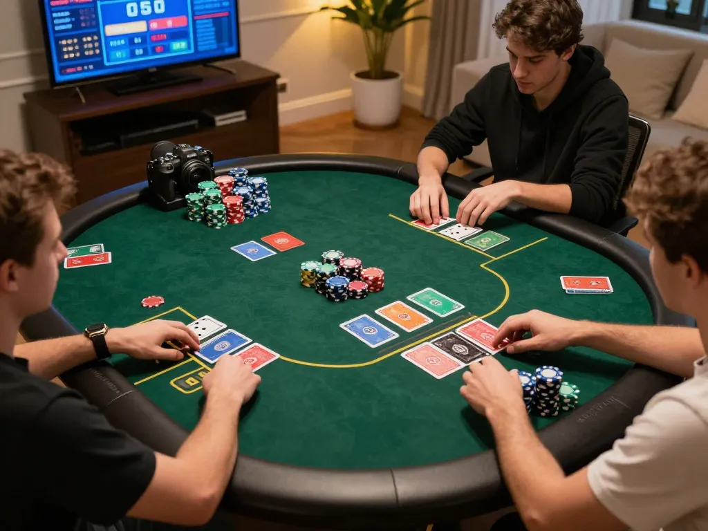 Players strategizing at Net88’s online poker table, showcasing an engaging gaming experience.