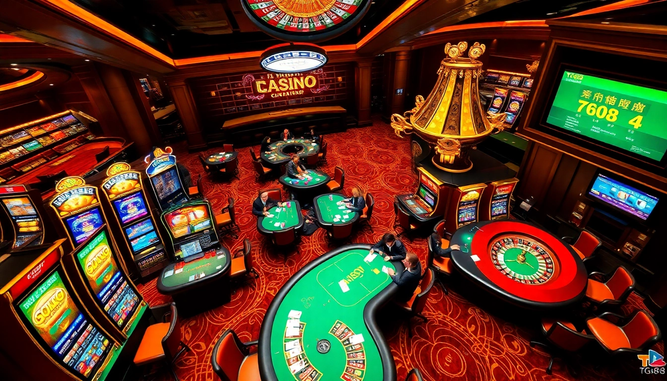 Engaging players at Nhà cái TG88 casino tables, showcasing excitement in a luxurious environment.