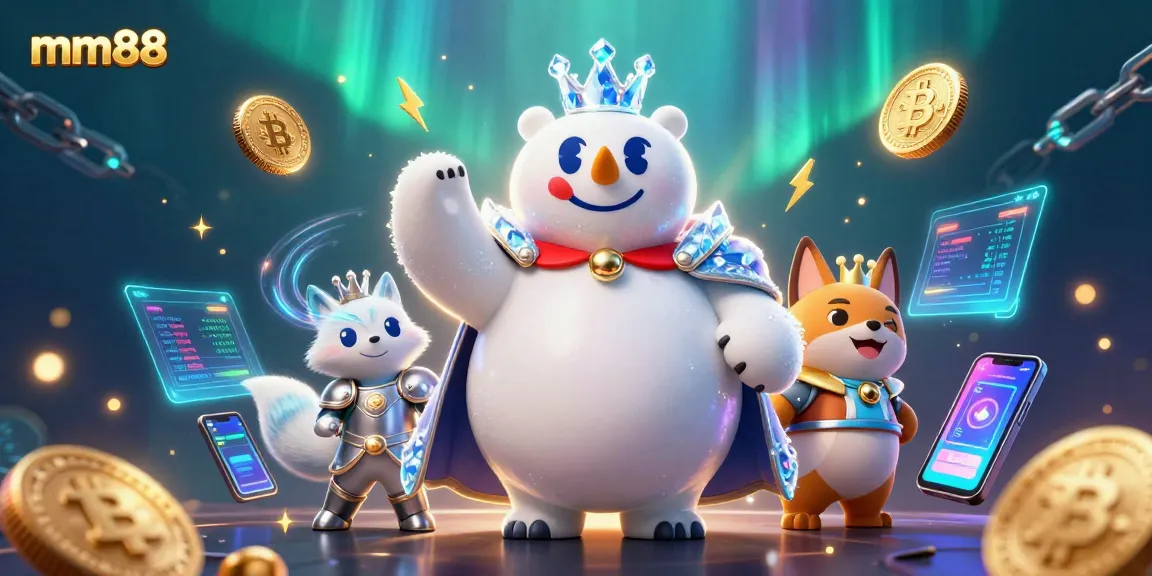 Experience thrilling gameplay with mm88, showcasing a vibrant 3D casino scene filled with crypto elements.