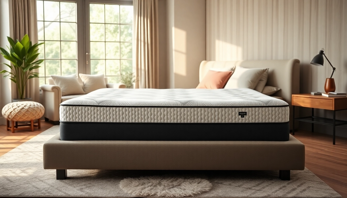 Showcasing a mattress in a box on a modern bed in a serene bedroom filled with natural light.