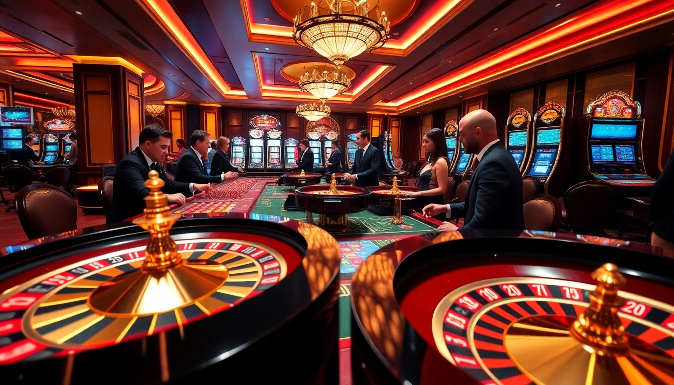 Players enjoying exciting games at OXBET's luxurious casino environment with vibrant betting actions.