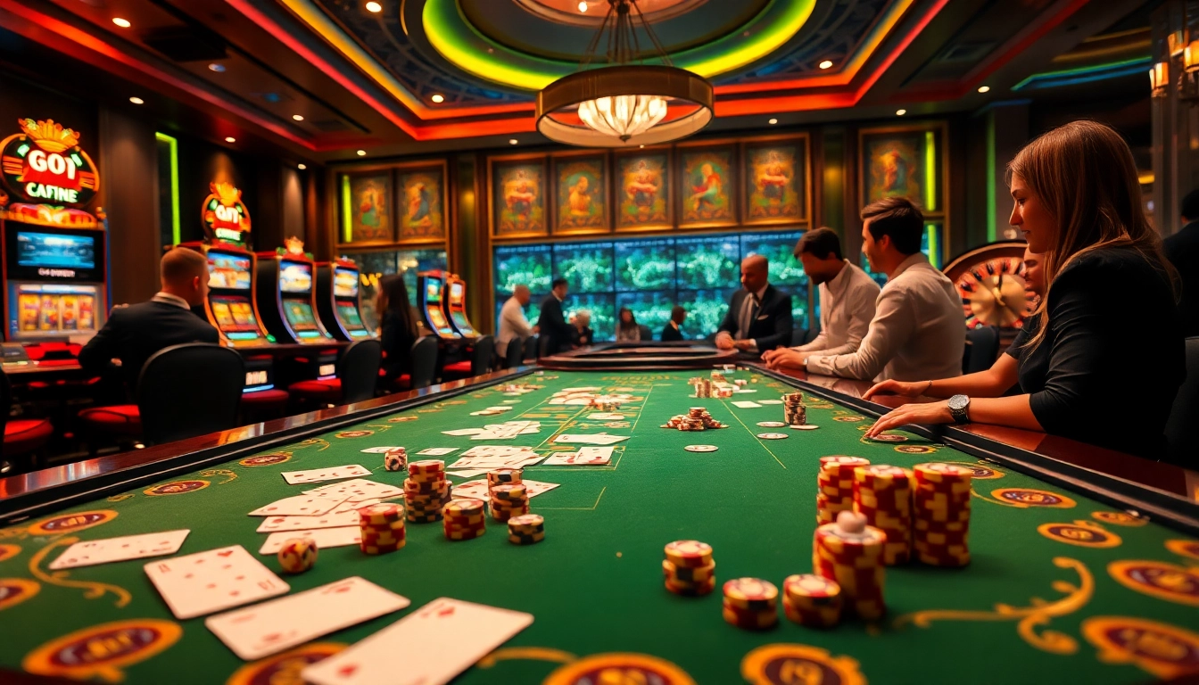 Experience the thrill of winning at https://debet.jp.net/ with vibrant casino visuals featuring gaming tables and players.