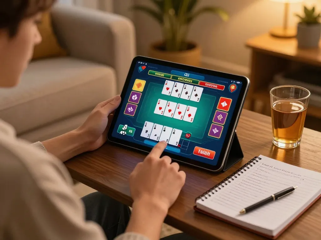 Player enjoying a live dealer blackjack game on TV88 app while relaxing at home.