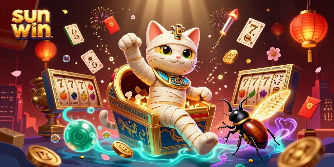 Spin and win with sun win: Thrilling Egyptian casino scene featuring vibrant colors and engaging characters.