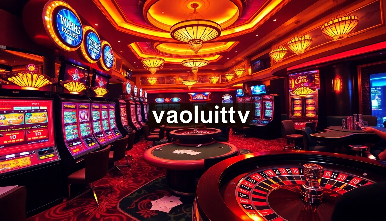 Experience the excitement of live gambling with vaoluoitv in a luxurious casino setting full of games.