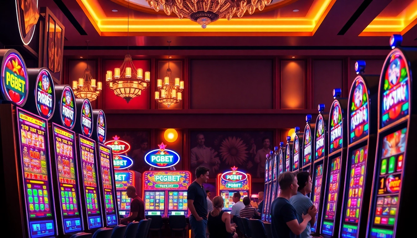 Putar pgbet slot dalam suasana kasino yang meriah dan berwarna-warni.