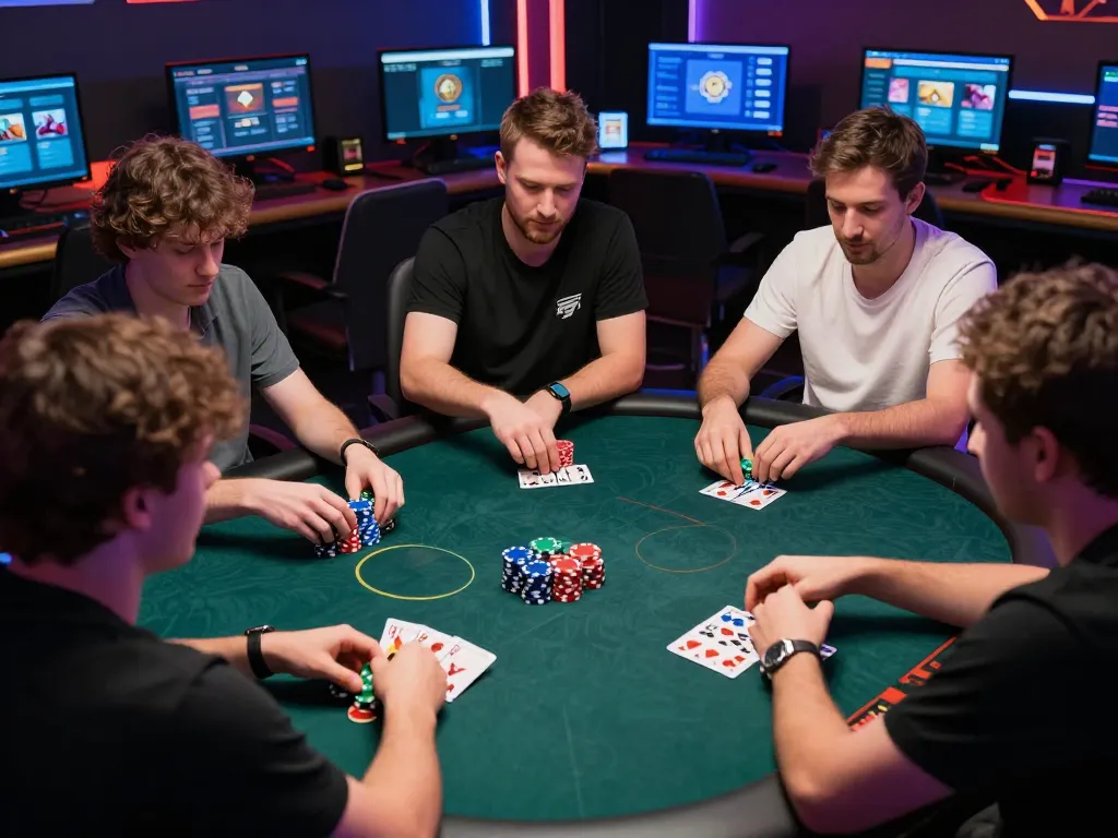 Unleashing winning strategies at 77bet online poker tournament with colorful chips and players