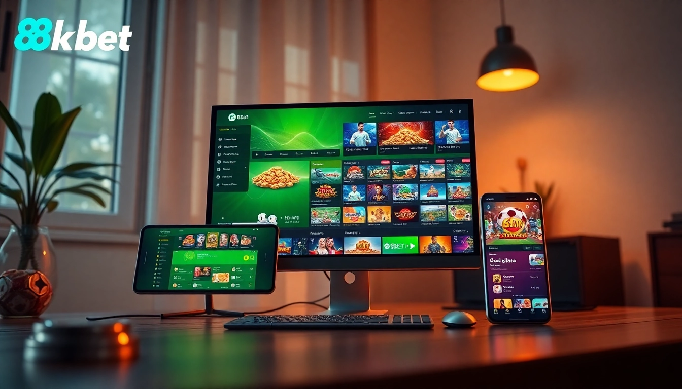 Experience the vibrant 8kbet trang chủ interface showcasing online betting options in a modern setting.