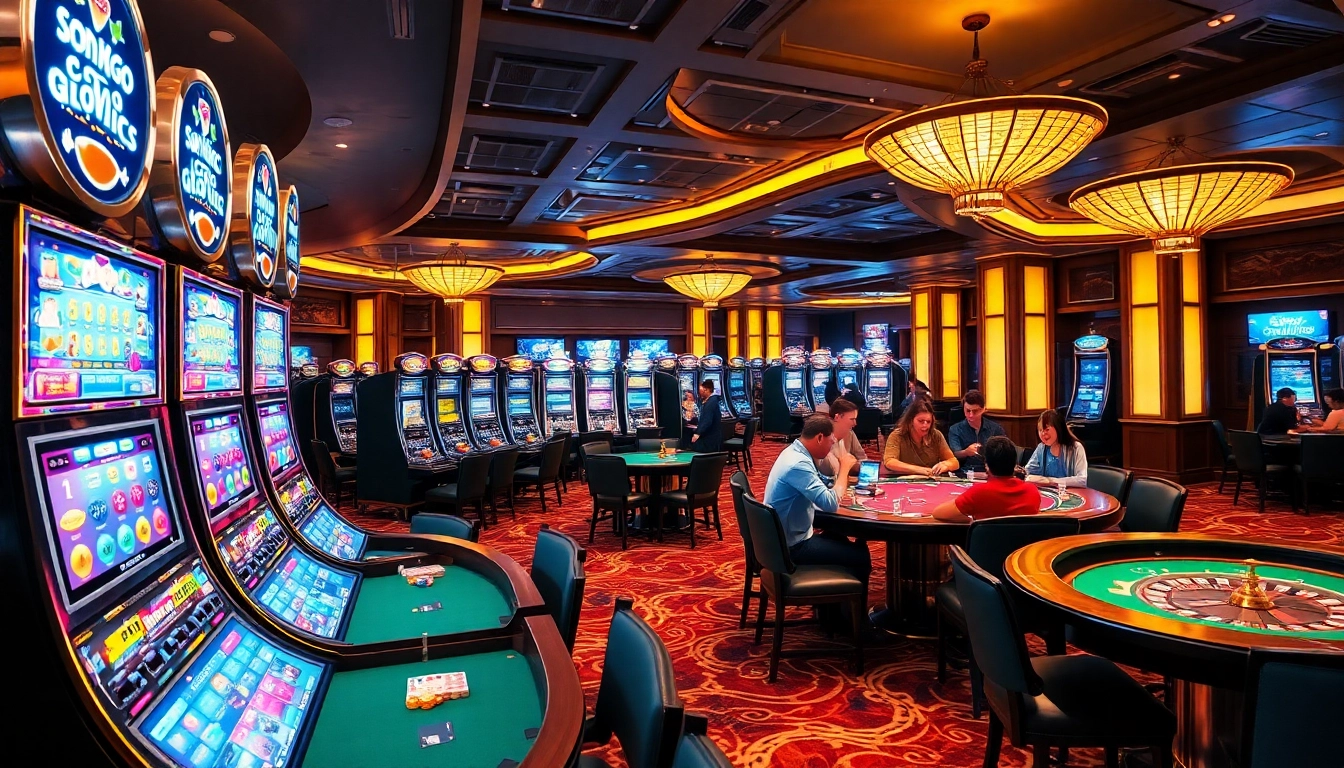 Players enjoy immersive gaming experiences at NOHU90 casino with vibrant slots and tables.