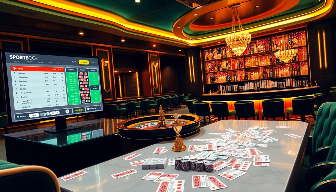 Cá cược thể thao King88 experience at a luxurious casino table with betting slips and sportsbook.