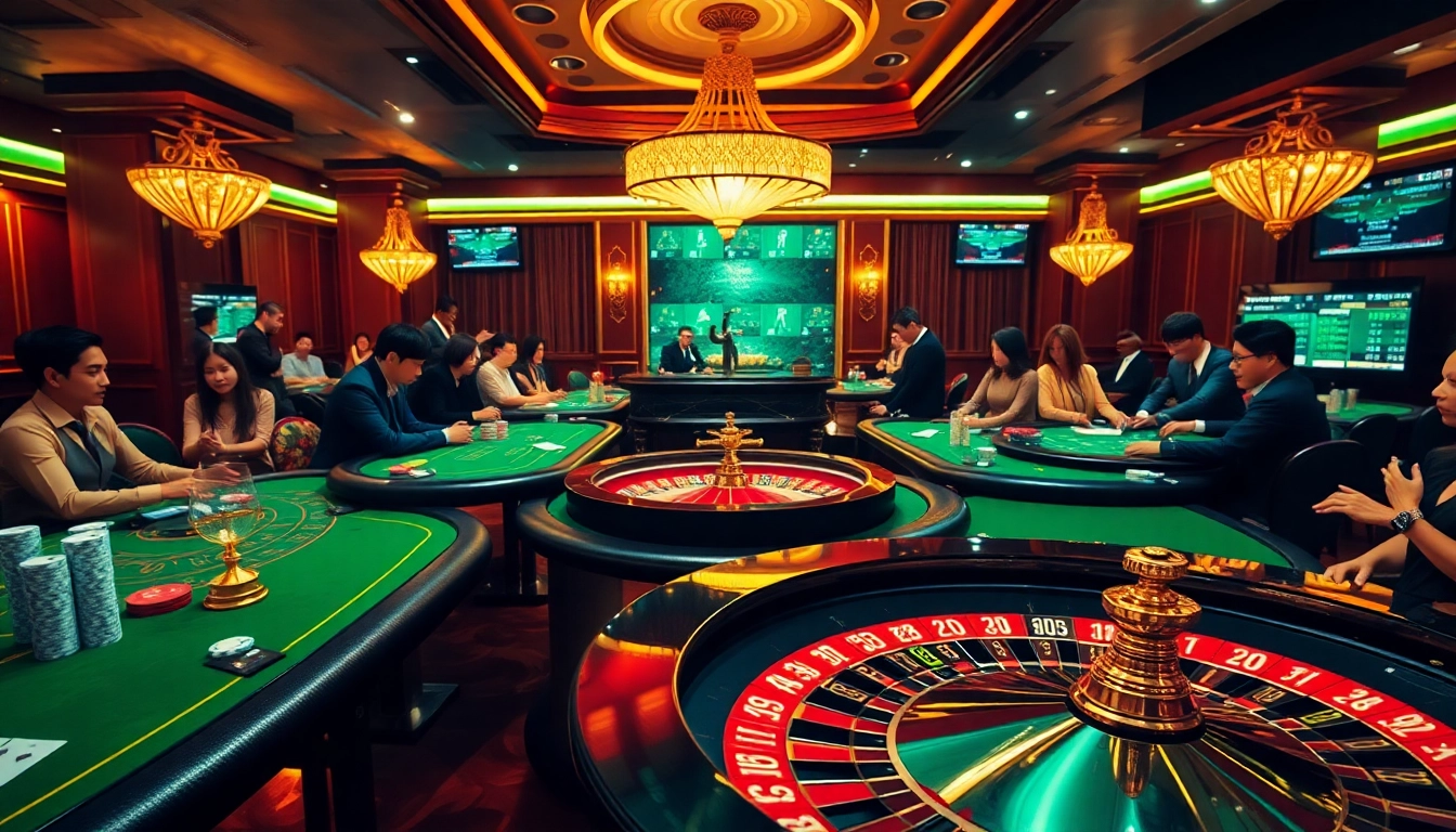 Engaging poker players enjoying high-stakes action at CN3789, featuring vibrant casino elements.